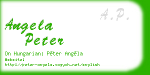 angela peter business card