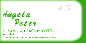 angela peter business card